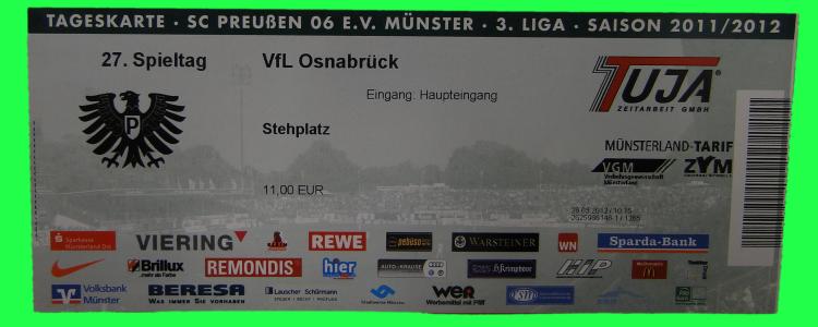 VfL Osnabrück Spieltagsplakat DIN A2 Brückentag 28.01.17 VfL Preußen Münster 